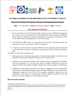 Press Statement on the Ministerial Policy Statement FY2022- 2023