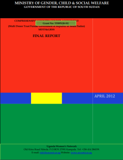 UWONET Comprehensive Country Gender Assessment (Multi Donor Trust Fund and Government of Republic of South Sudan(2012) Report