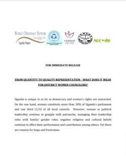 From Quantity to Quality Representation -What Does It Mean for District Women Councilors 2013
