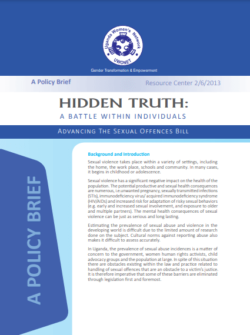 Hidden Truth- A Battle within Indviduals Advancing the Sexual Offences Bill 2013