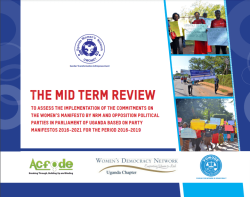 The Mid Term Review to Assess  the Implementation of the Commitents on the Women’s Manifesto by NRM and Opposition Political Parties in parliamnet of Uganda Based on Party Manifestos 2016-2021 for the Period 2016-2019
