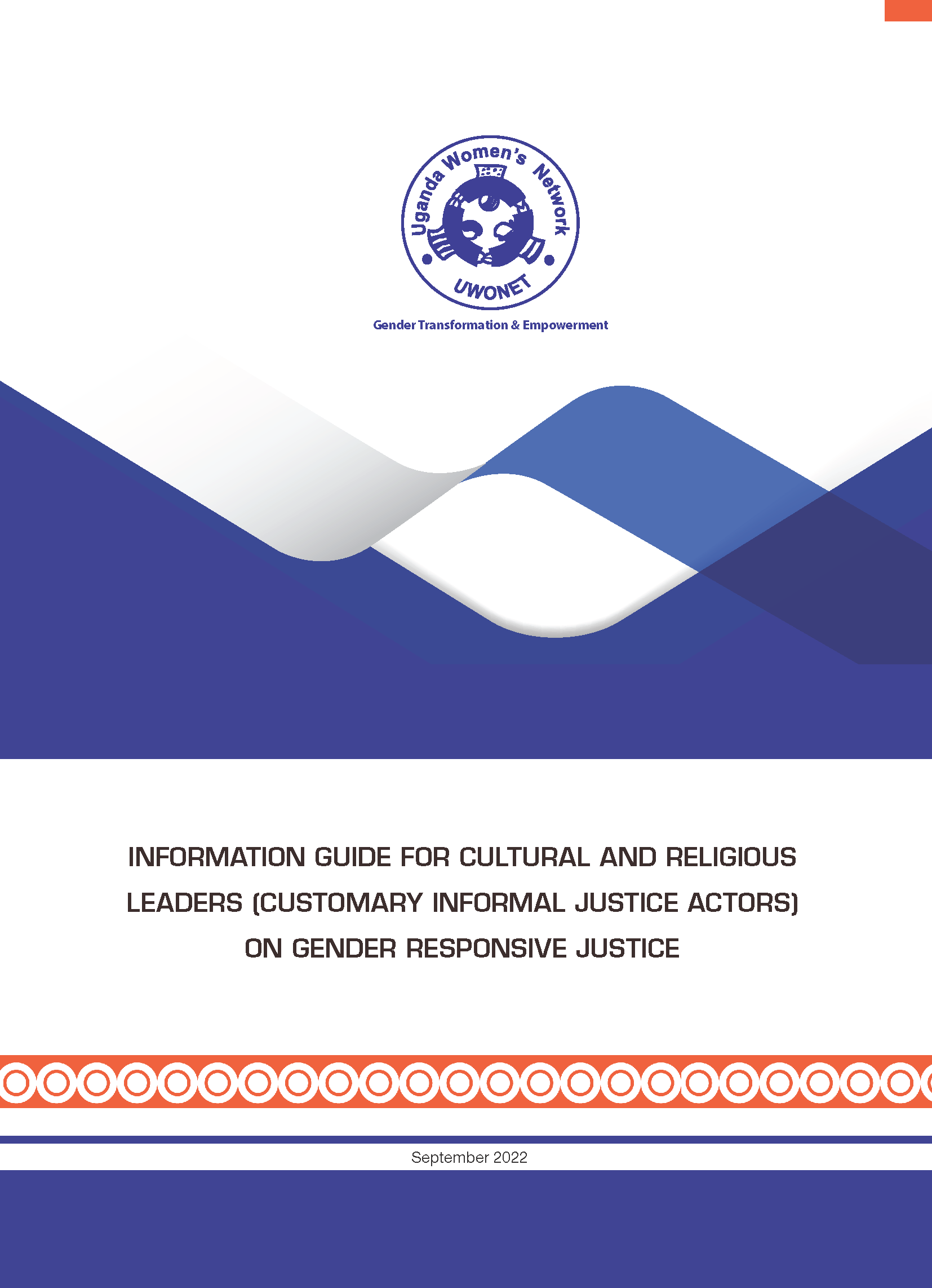 Information Guide for Cultural And Religious Leaders (Customary Informal Justice Actors) On Gender Responsive Justice (2022)