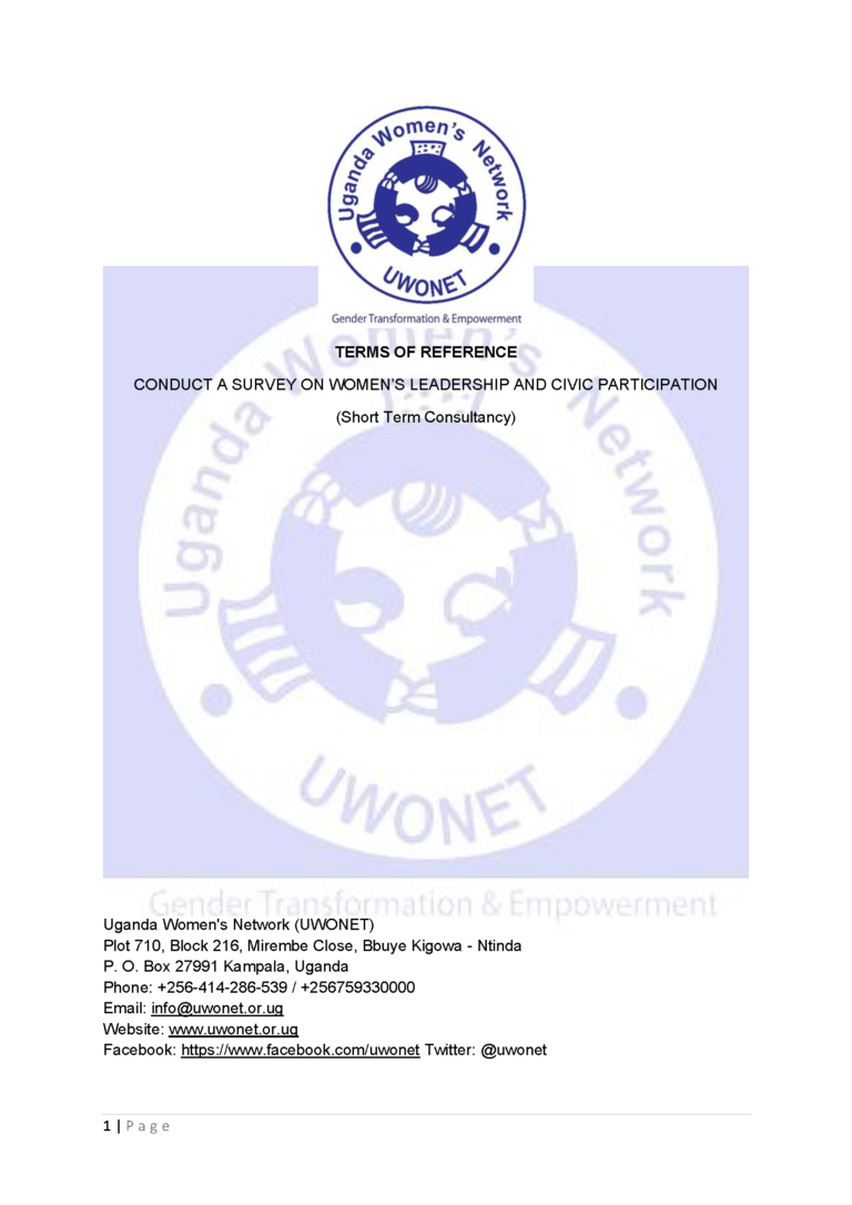 (Short Term Consultancy) – Conduct a Survey on Women’s Leadership and Civic Participation
