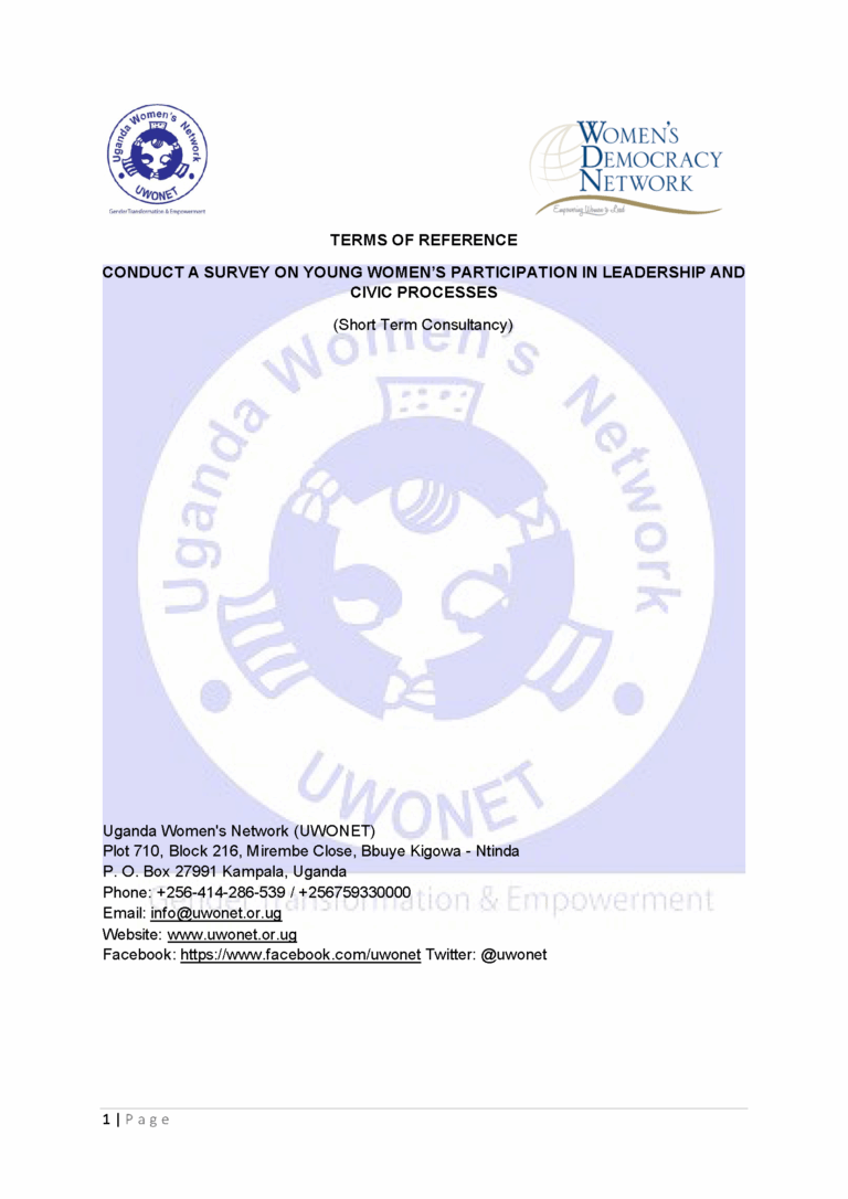 TERMS OF REFERENCE – SURVEY ON YOUNG WOMEN’S PARTICPATION CIVIC PROCESSES