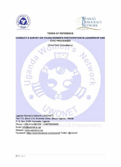 TERMS OF REFERENCE - SURVEY ON YOUNG WOMEN