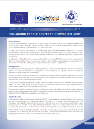 Enhancing People Centered Services Delivery 2013