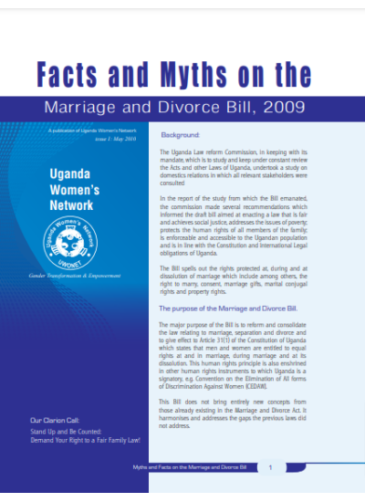 Facts and Myths on the Marriage and Divorce Bill 2009 Issue1(2010)