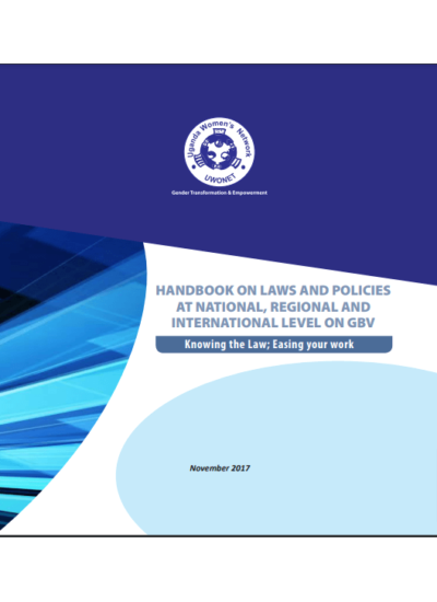 Hand Book on Laws and Policies at National Regional and International Level GBV 2017