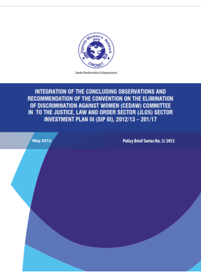 Intergration of the Concluding Observations and Recommendations of the CEDAW Committee into the JLOS-SIP-III