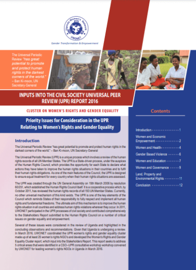 Inputs into the Civil Society Universal Peer Review UPR Report 2016